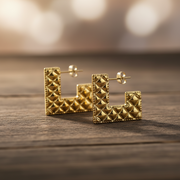18K Gold Plated Stud Pillow Earrings - view 1