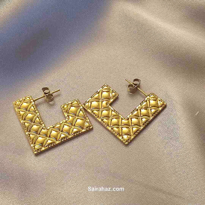 Elegance: Gold Plated Stud Pillow Earrings - Gift for Her