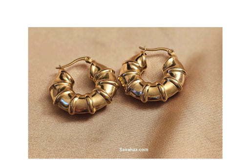 Distinctive Glamour: Gold Plated Shrimp Style Hoop Earrings - Gift for her