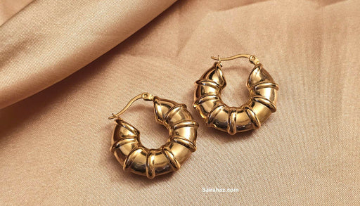 Distinctive Glamour: Gold Plated Shrimp Style Hoop Earrings - Gift for her