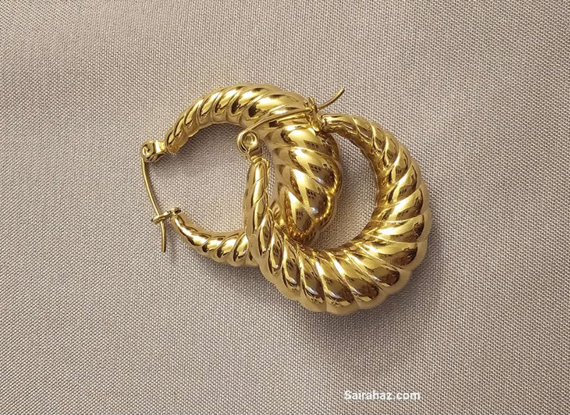 Unveil Radiance: Gold Plated Chunky Twist Earrings - Gift for her
