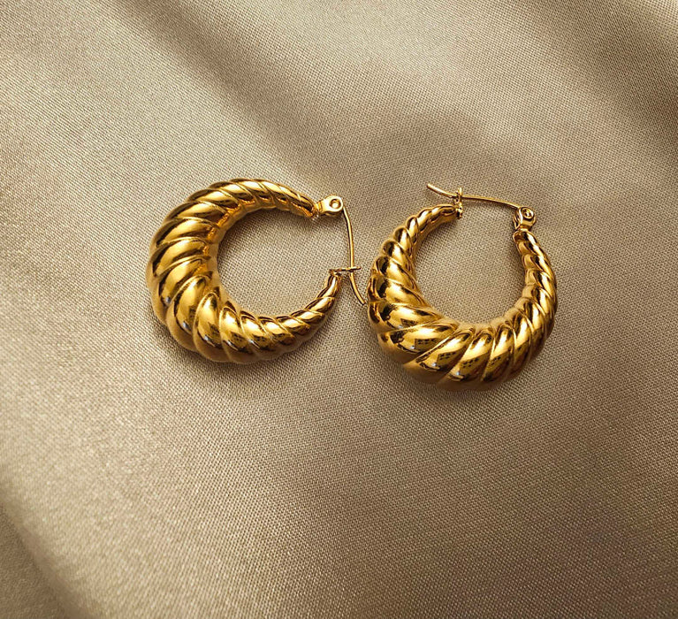 Unveil Radiance: Gold Plated Chunky Twist Earrings - Gift for her