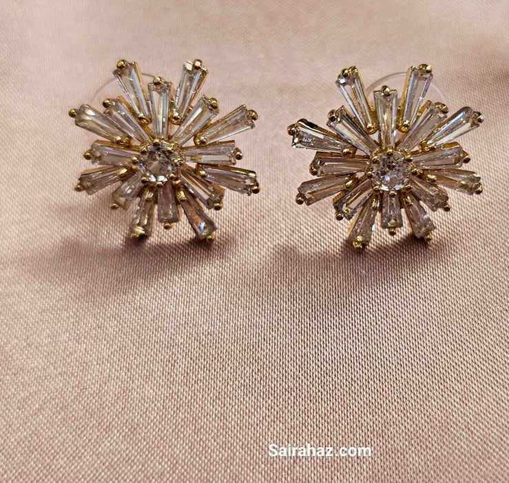 Sunshine CZ Flower Stud Earrings - Sparkling Floral Elegance Gift for her gift