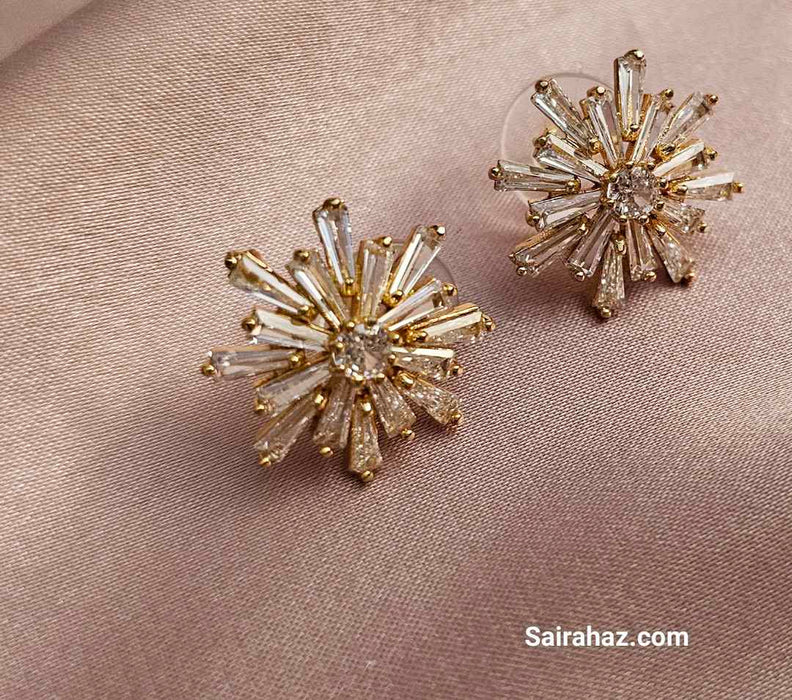 Sunshine CZ Flower Stud Earrings - Sparkling Floral Elegance Gift for her