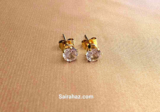 Gold Plated Dainty Stud CZ Earrings - Timeless Elegance