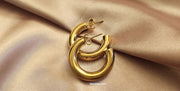 Solid Chunky Open Hoop Earrings - 18K Gold Plated Glamour - Gift for her