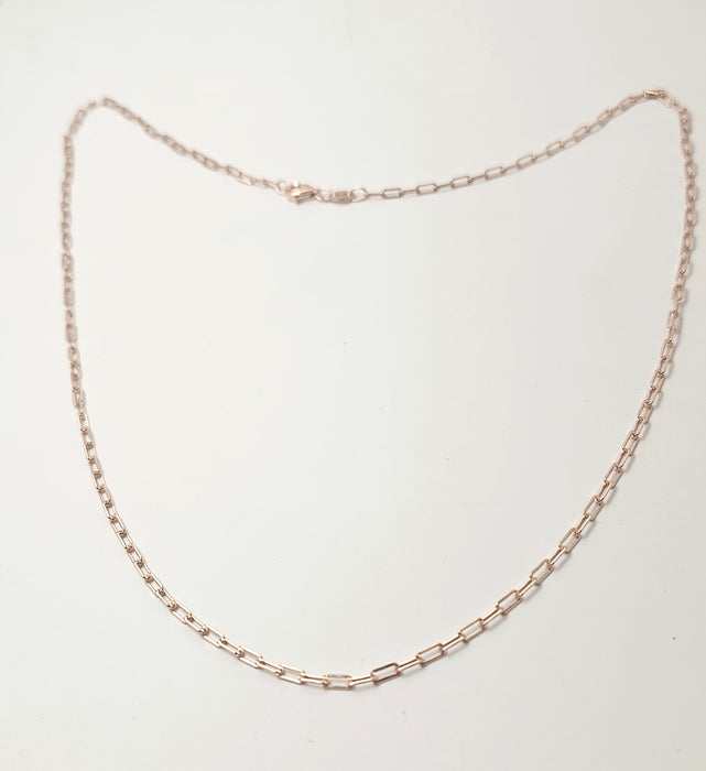 Sterling Silver Rose Gold Plated Paper Clip Necklace - Gift for her - Gift for mom