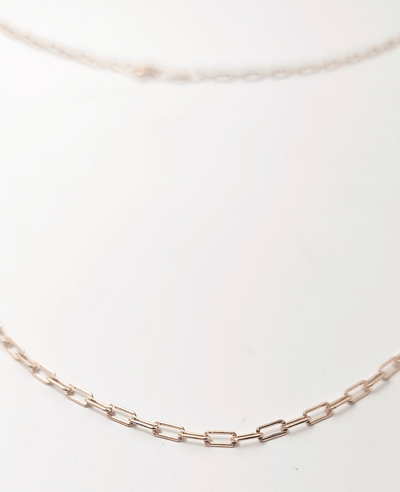 Sterling Silver Rose Gold Plated Paper Clip Necklace - Gift for her - Gift for mom