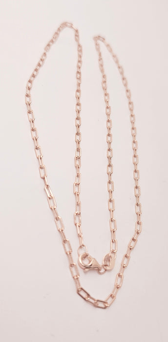 Sterling Silver Rose Gold Plated Paper Clip Necklace - Gift for her - Gift for mom