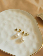 Freshwater Pearl Drop Earrings - Natural and Dainty, Perfect for Weddings-Pearl Jewelry-Sairahaz Jewelers