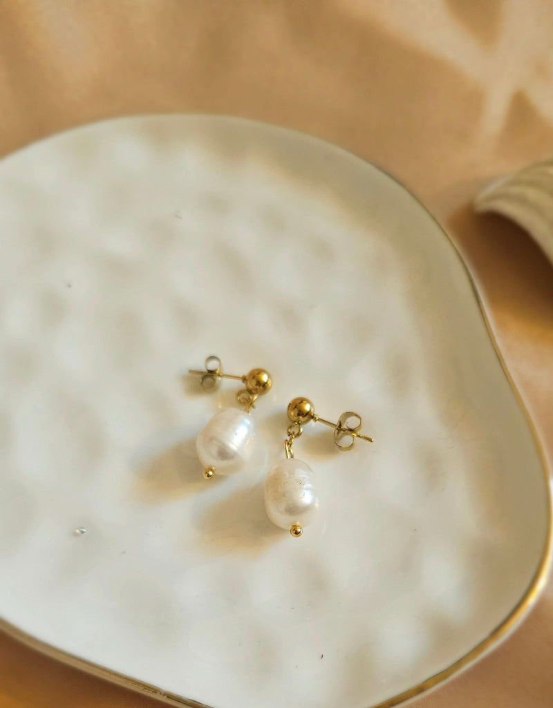 Freshwater Pearl Drop Earrings - Natural and Dainty, Perfect for Weddings-Pearl Jewelry-Sairahaz Jewelers