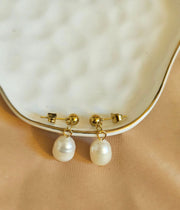 Freshwater Pearl Drop Earrings - Natural and Dainty, Perfect for Weddings-Pearl Jewelry-Sairahaz Jewelers