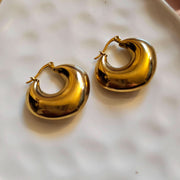 Radiant Chunky Heart Gold Plated Earrings - Gift for Her Gift for Mom