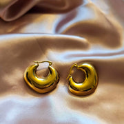 Radiant Chunky Heart Gold Plated Earrings - Gift for Her Gift for Mom