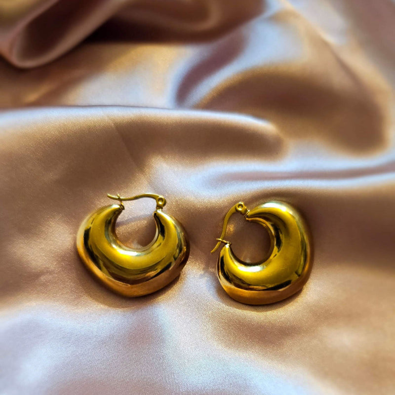 Radiant Chunky Heart Gold Plated Earrings - Gift for Her Gift for Mom
