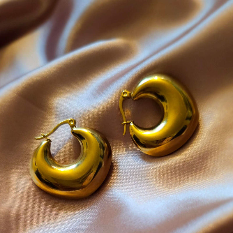 Radiant Chunky Heart Gold Plated Earrings - Gift for Her Gift for Mom
