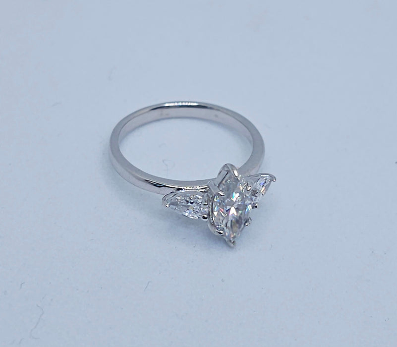 1 Carat Marquise 3 Stones Moissanite Ring-Rings-Sairahaz Jewelers