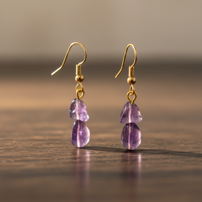 Amethyst Hook Earrings – February Birthstone