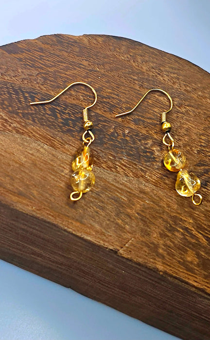 Handmade Citrine Birthstone Hook Earrings - November Birthstone