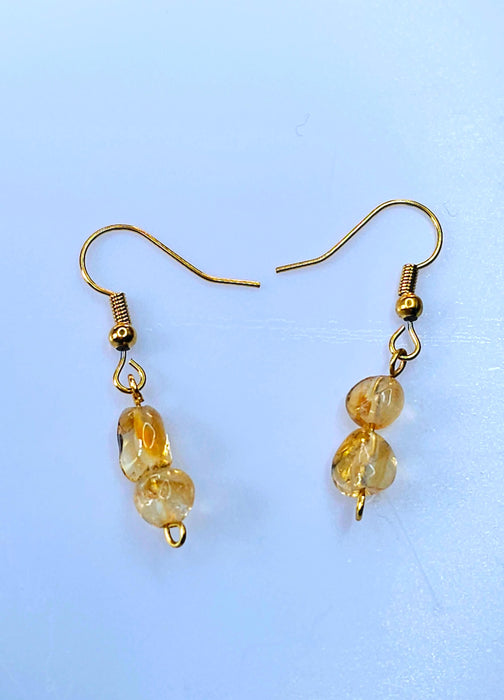 Handmade Citrine Birthstone Hook Earrings - November Birthstone