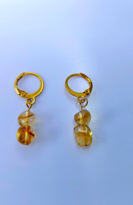 November Birthstone - Yellow Citrine Hoop Earrings