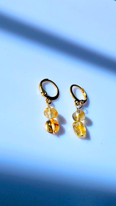 November Birthstone - Yellow Citrine Hoop Earrings