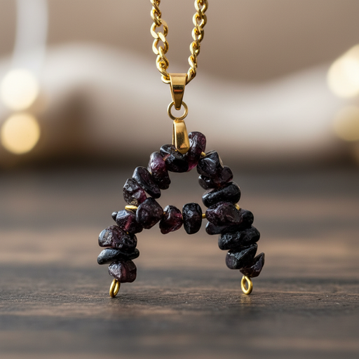 Personalized January garnet initial necklace in a polished gift-ready finish