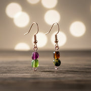 Handcrafted Tourmaline Green and Pink Dangle Earrings - Embrace Elegance-Earring-Sairahaz Jewelers