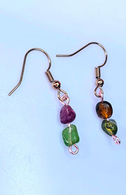 Handcrafted Tourmaline Green and Pink Dangle Earrings - Embrace Elegance-Earring-Sairahaz Jewelers