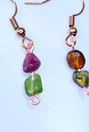 Handcrafted Tourmaline Green and Pink Dangle Earrings - Embrace Elegance-Earring-Sairahaz Jewelers