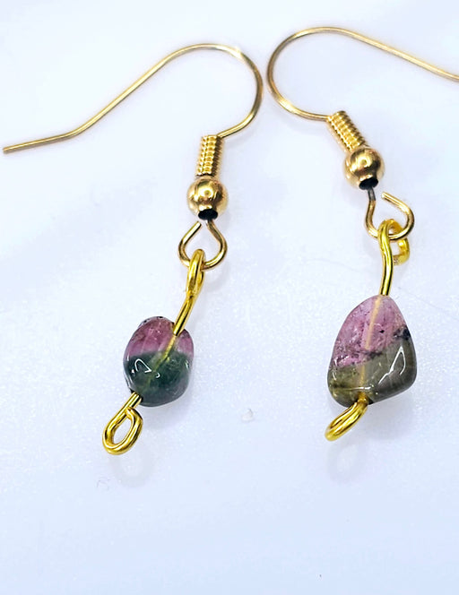 Dual-tone gemstone dangle earrings