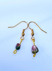 Tourmaline Watermelon Dangle Earrings Dual-Tone-Earring-Sairahaz Jewelers