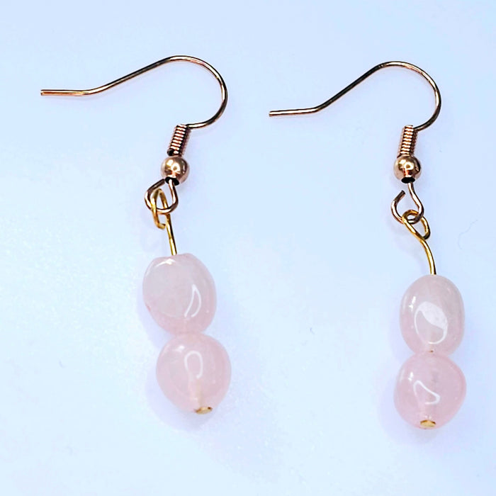 October Radiance: Handcrafted Rose Quartz Earrings - Embrace Elegance!