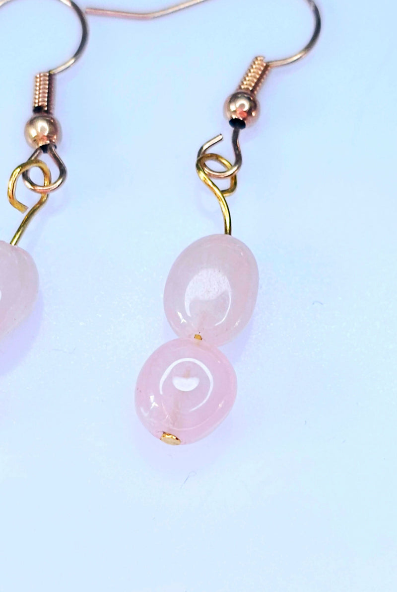 October Radiance: Handcrafted Rose Quartz Earrings - Embrace Elegance!-Birthstone Earring-Sairahaz Jewelers