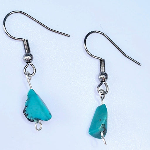 Handcrafted Turquoise Hook Earrings with Varied Natural Stones - Birthstone - Earrings - Jewelry  -Triangle  shape