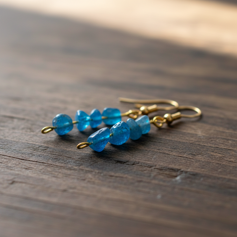 Handcrafted Apatite Hook Earrings – December Birthstone, 2 or 3 Stones