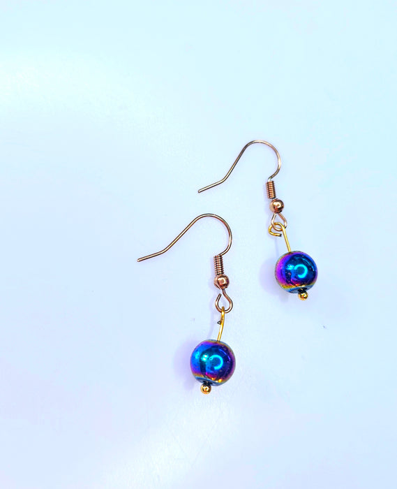 Hematite Earrings Handcrafted Rainbow  Minimalist