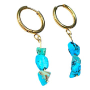 Turquoise Hoop Earrings Handcrafted December Birthstone-Earring-Sairahaz Jewelers