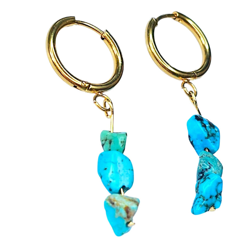 Turquoise Hoop Earrings Handcrafted December Birthstone-Earring-Sairahaz Jewelers