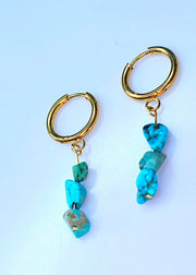 Turquoise Hoop Earrings Handcrafted December Birthstone-Earring-Sairahaz Jewelers