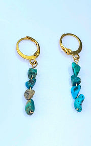 Turquoise Hoop Earrings Handcrafted December Birthstone-Earring-Sairahaz Jewelers