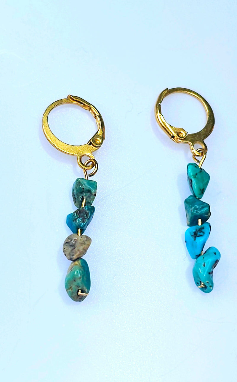 Turquoise Hoop Earrings Handcrafted December Birthstone-Earring-Sairahaz Jewelers