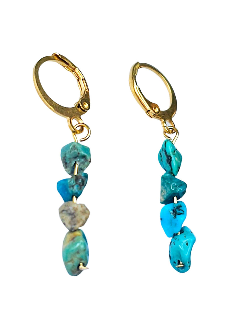 Turquoise Hoop Earrings Handcrafted December Birthstone-Earring-Sairahaz Jewelers