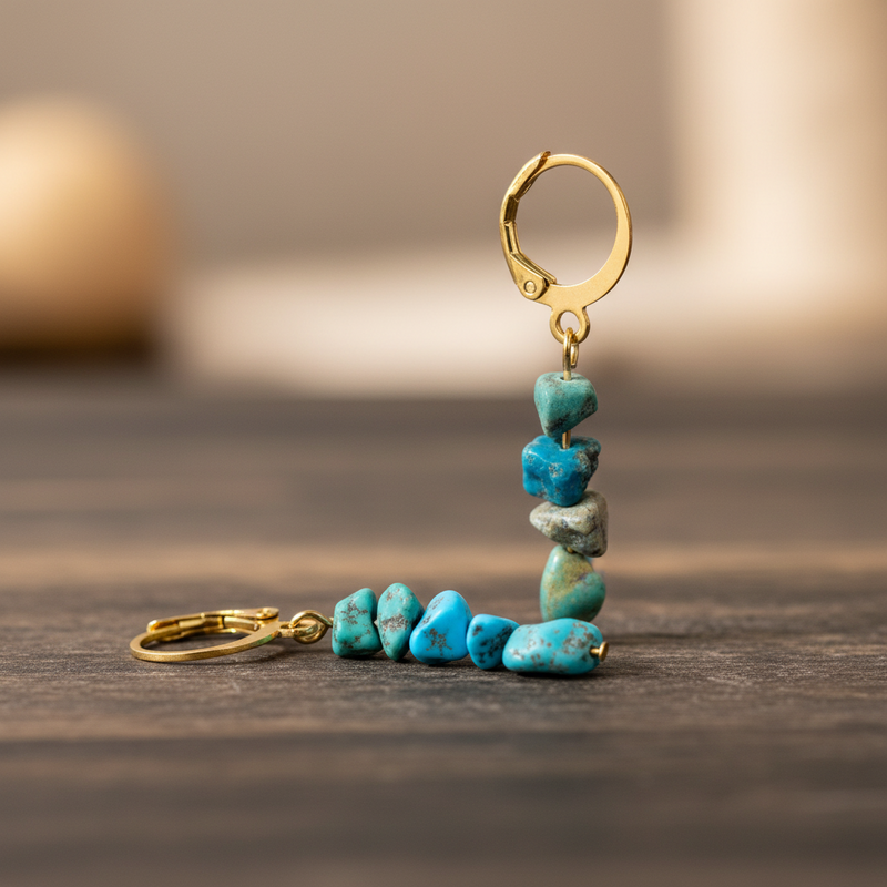 Turquoise Hoop Earrings Handcrafted December Birthstone