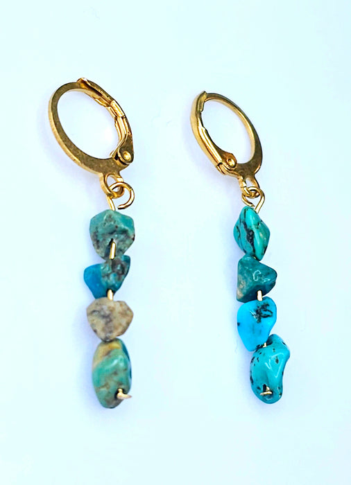 Turquoise Hoop Earrings Handcrafted December Birthstone-Earring-Sairahaz Jewelers