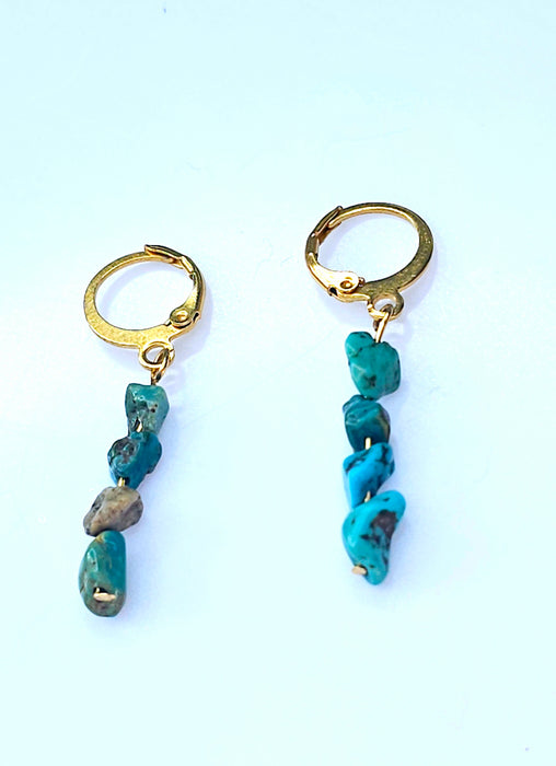 Turquoise Hoop Earrings Handcrafted December Birthstone-Earring-Sairahaz Jewelers