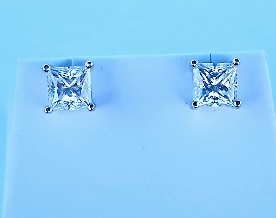 Princess cut 2.4 Carat GRA Certified Moissanite Earrings