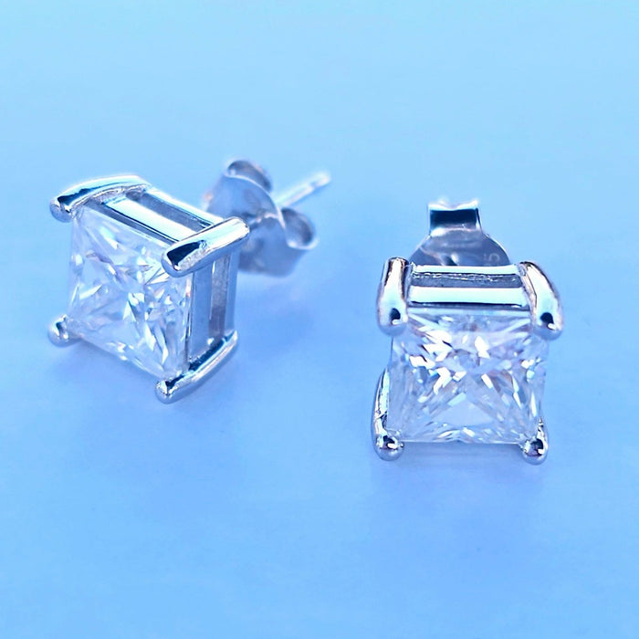 Princess cut 2.4 Carat GRA Certified Moissanite Earrings