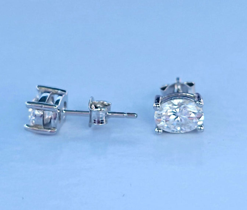 Oval Moissanite Earrings-Earring-Sairahaz Jewelers