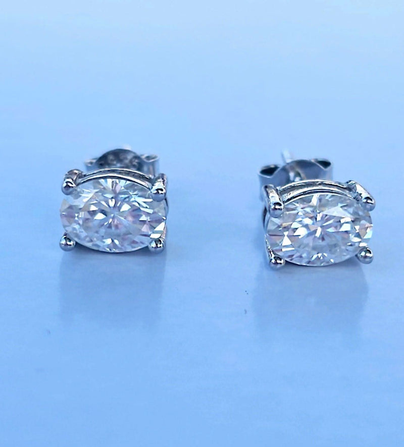 Oval Moissanite Earrings-Earring-Sairahaz Jewelers